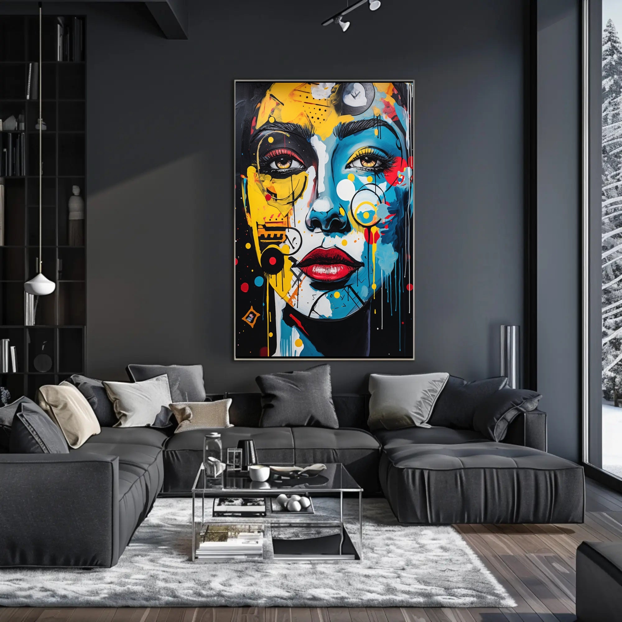 Abstract Face Art Fusion in Energetic Colors Poster PosterGoat