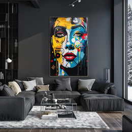 Abstract Face Art Fusion in Energetic Colors Poster PosterGoat