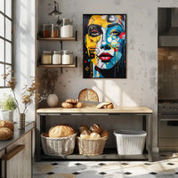 Abstract Face Art Fusion in Energetic Colors Poster PosterGoat