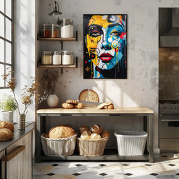 Abstract Face Art Fusion in Energetic Colors Poster PosterGoat