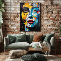 Abstract Face Art Fusion in Energetic Colors Poster PosterGoat