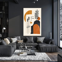 Abstract Face with Botanical Elements Artistic Poster in Earth Tones PosterGoat