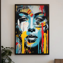 Abstract Face with Geometric Vibe Artistic Poster PosterGoat