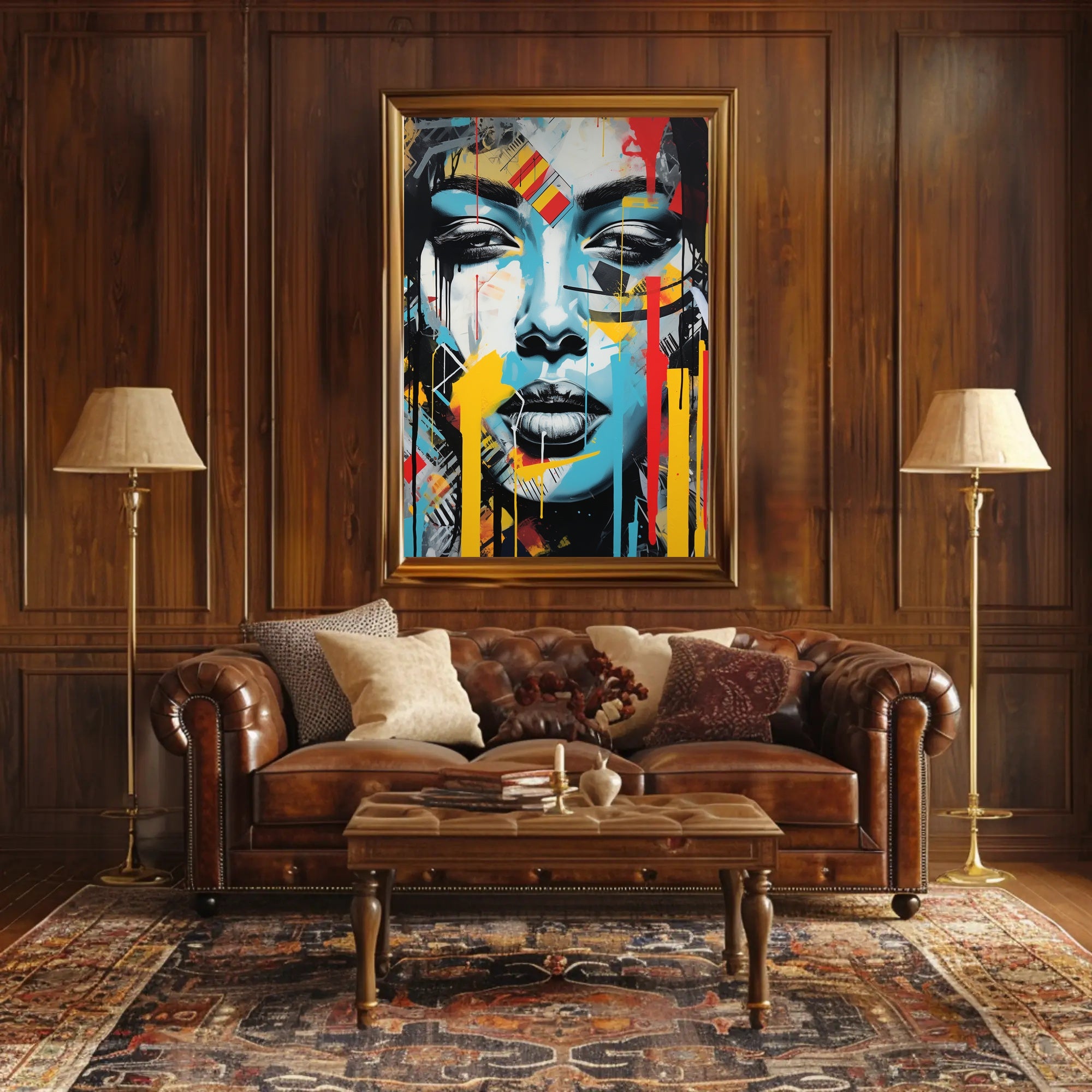 Abstract Face with Geometric Vibe Artistic Poster PosterGoat