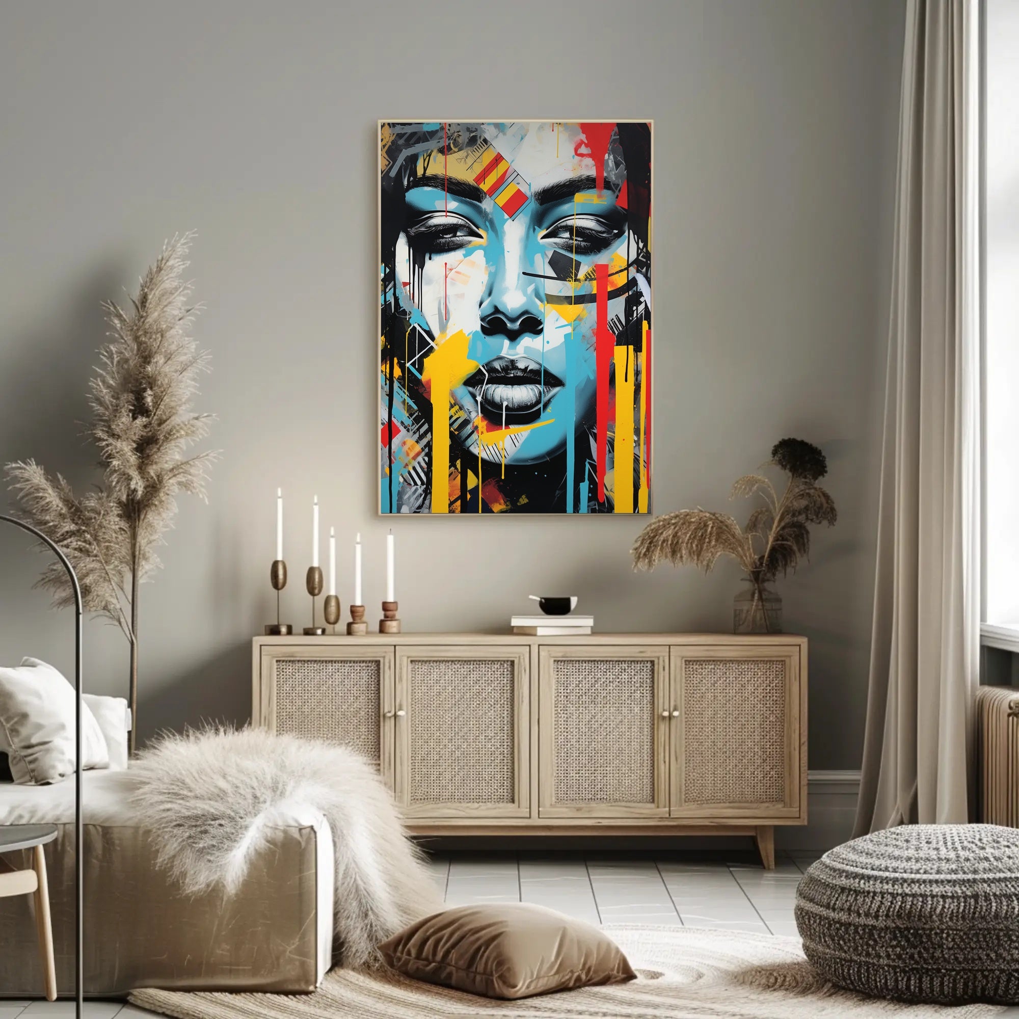 Abstract Face with Geometric Vibe Artistic Poster PosterGoat