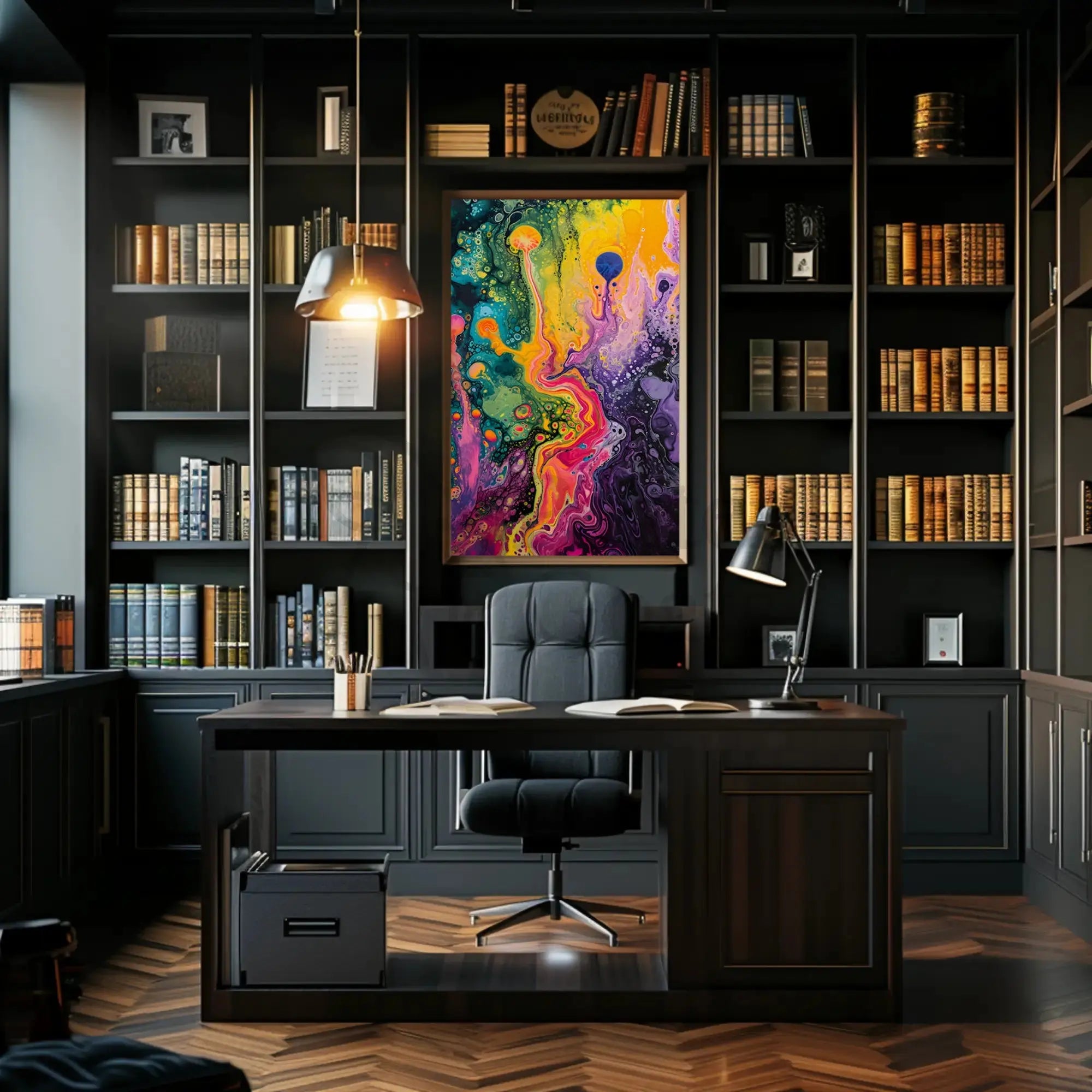 Abstract Fluid Art Cosmic Swirls Artistic Poster PosterGoat