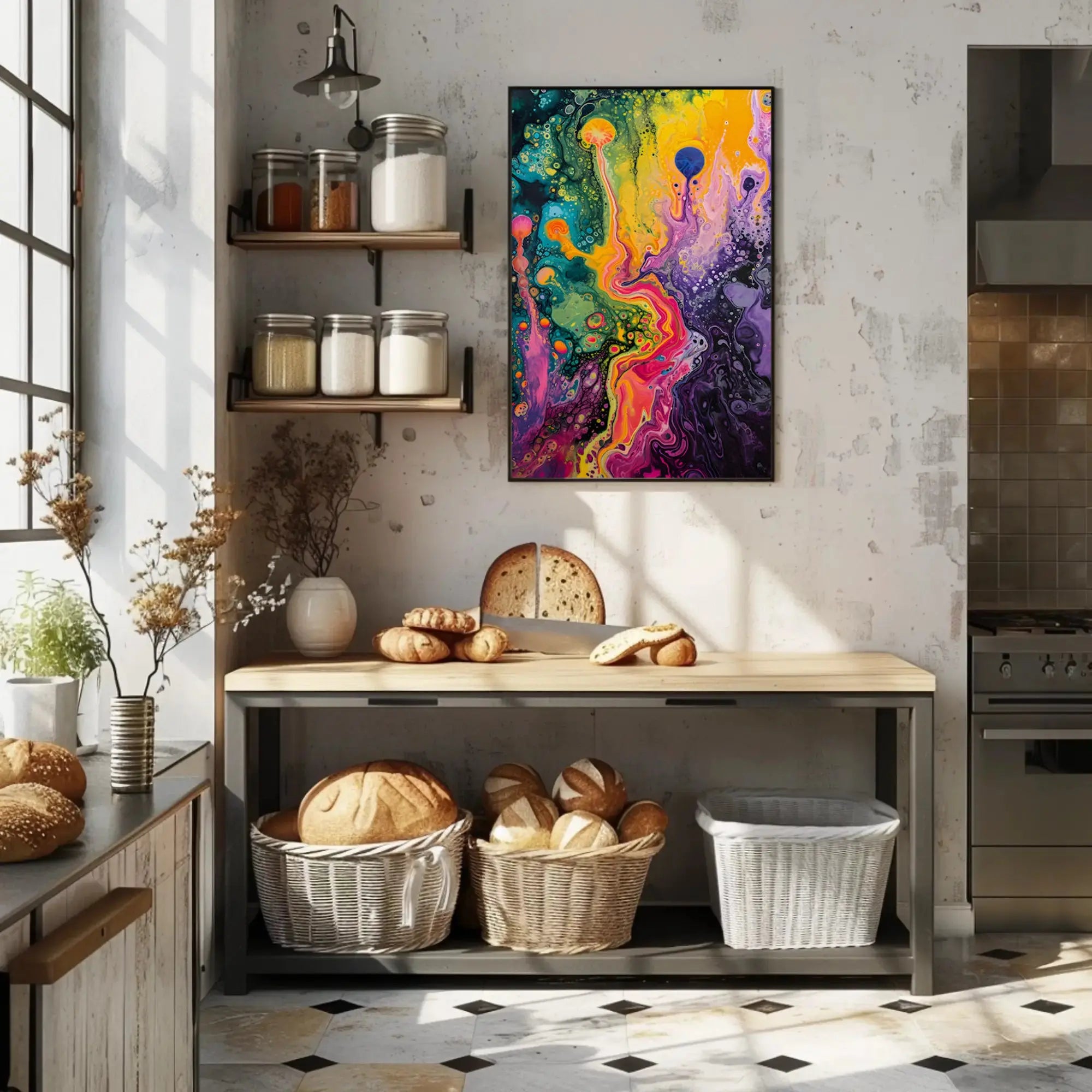 Abstract Fluid Art Cosmic Swirls Artistic Poster PosterGoat