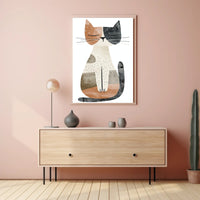 Abstract Geometric Cat Illustration Art Poster PosterGoat