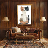 Abstract Geometric Cat Illustration Art Poster PosterGoat