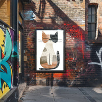 Abstract Geometric Cat Illustration Art Poster PosterGoat