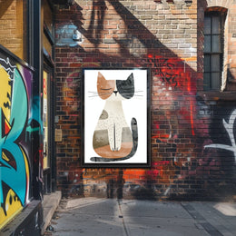 Abstract Geometric Cat Illustration Art Poster PosterGoat