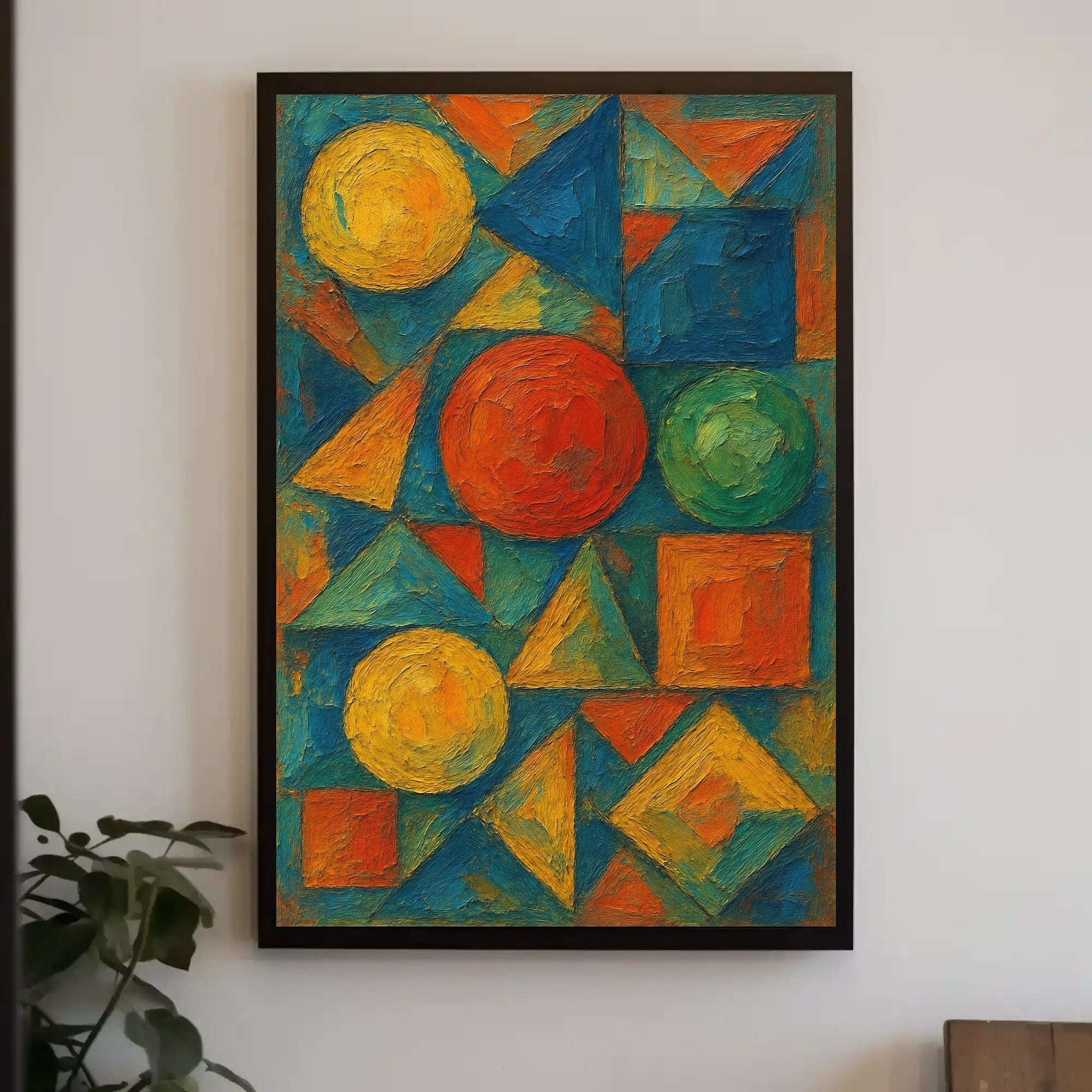 Abstract Geometric Composition Art Poster Vibrant Dynamic Design PosterGoat