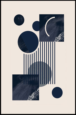 Abstract Geometric Modern Art Poster in Deep Blue Tones PosterGoat
