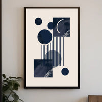 Abstract Geometric Modern Art Poster in Deep Blue Tones PosterGoat