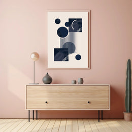 Abstract Geometric Modern Art Poster in Deep Blue Tones PosterGoat