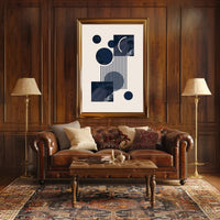 Abstract Geometric Modern Art Poster in Deep Blue Tones PosterGoat