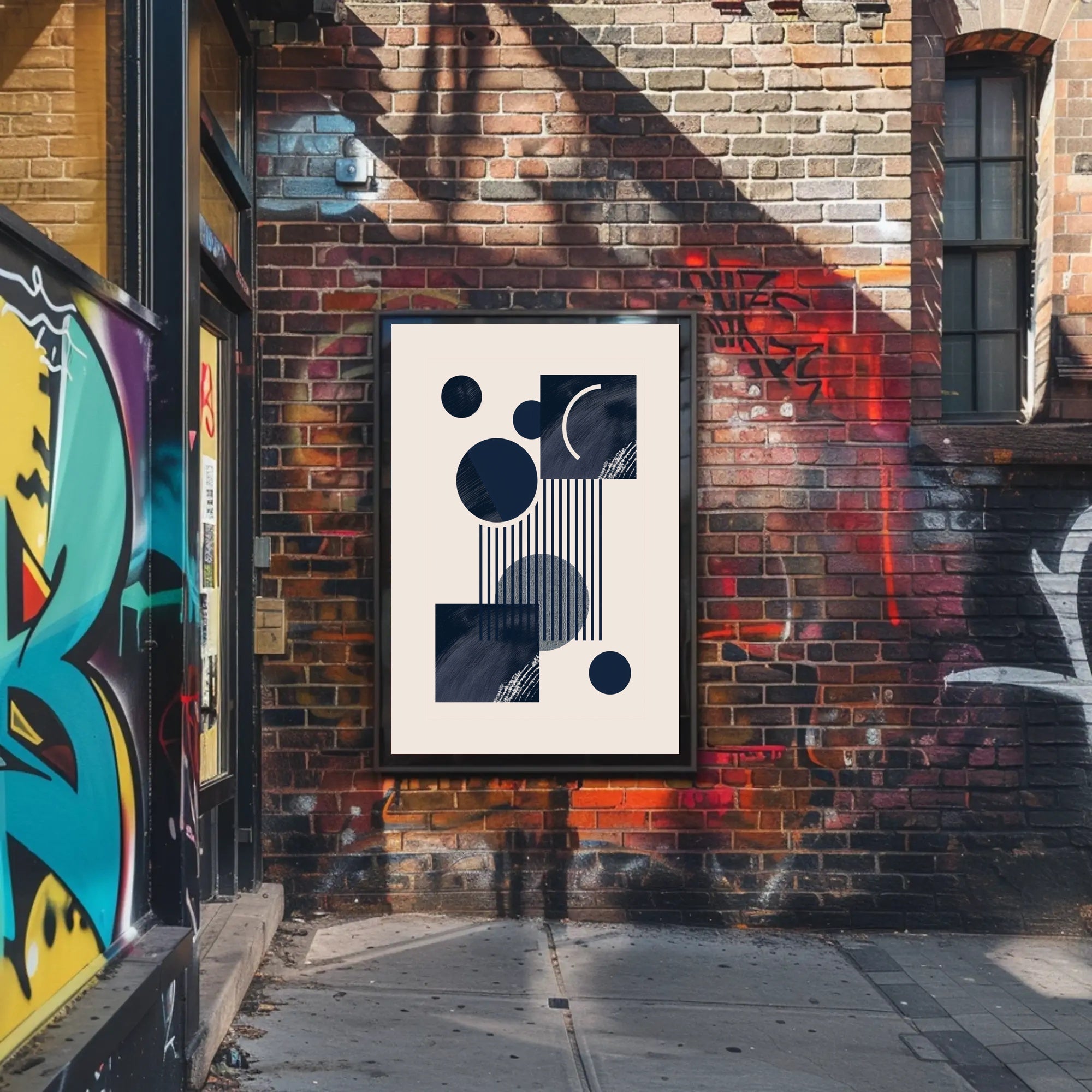 Abstract Geometric Modern Art Poster in Deep Blue Tones PosterGoat