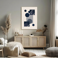 Abstract Geometric Modern Art Poster in Deep Blue Tones PosterGoat