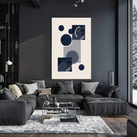 Abstract Geometric Modern Art Poster in Deep Blue Tones PosterGoat