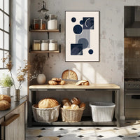 Abstract Geometric Modern Art Poster in Deep Blue Tones PosterGoat