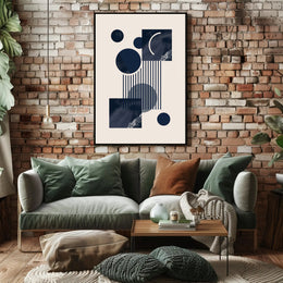 Abstract Geometric Modern Art Poster in Deep Blue Tones PosterGoat