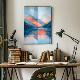 Abstract Geometric Mountain Landscape Artistic Poster PosterGoat