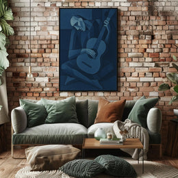 Abstract Guitar Player in Cubist Style Artistic Poster PosterGoat