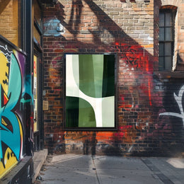 Abstract Harmony: Green Curves in Artistic Poster PosterGoat