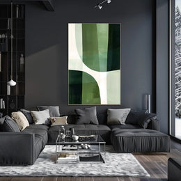 Abstract Harmony: Green Curves in Artistic Poster PosterGoat