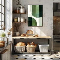 Abstract Harmony: Green Curves in Artistic Poster PosterGoat
