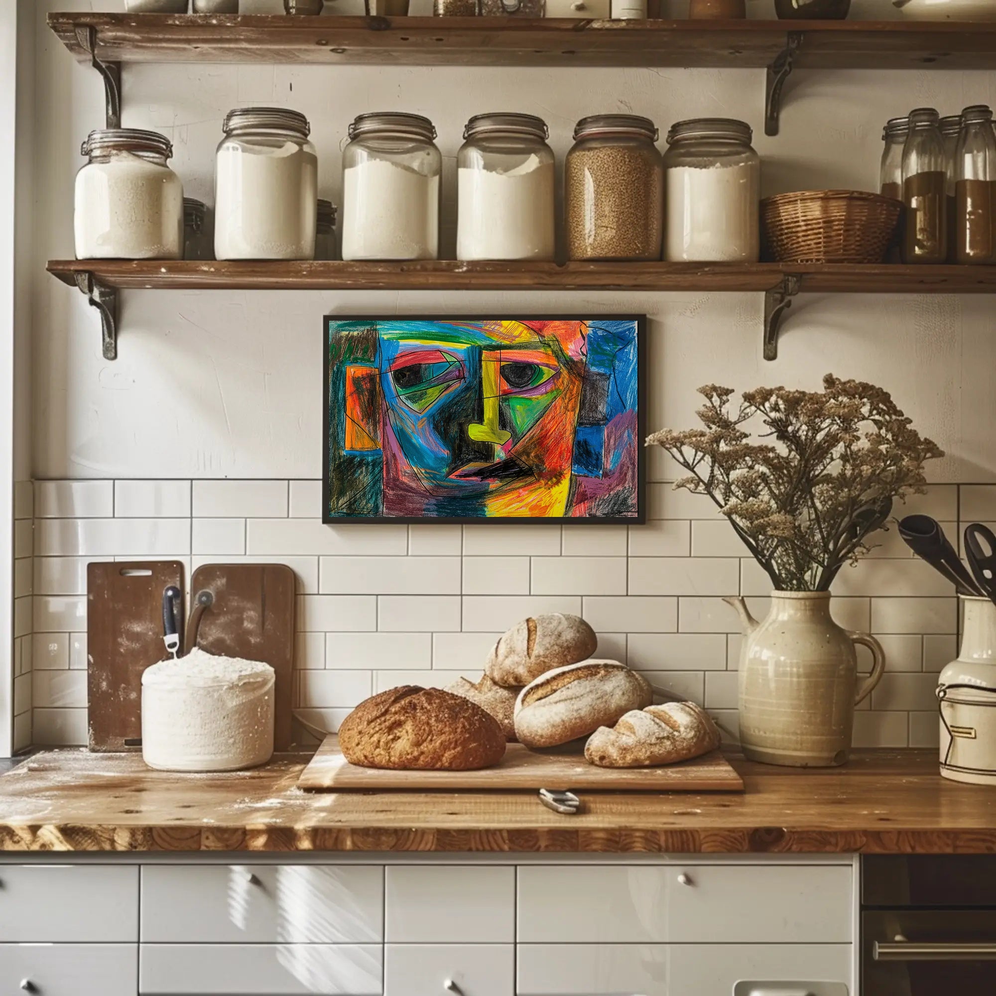 Abstract Human Face Cubism Art Print - Artistic Poster PosterGoat