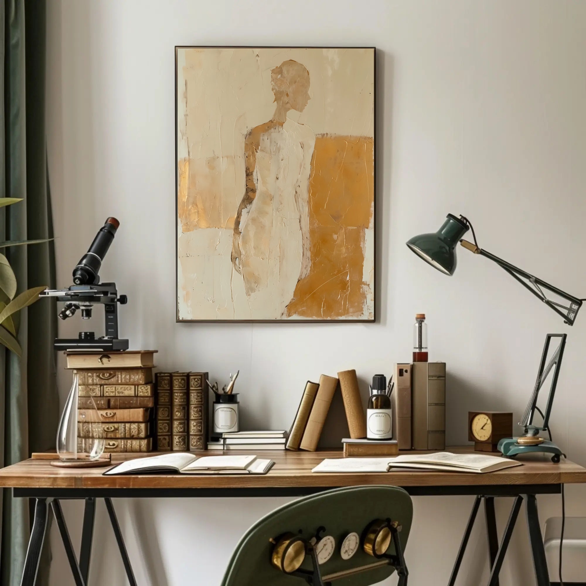 Abstract Human Silhouette in Earthy Tones Art Poster PosterGoat