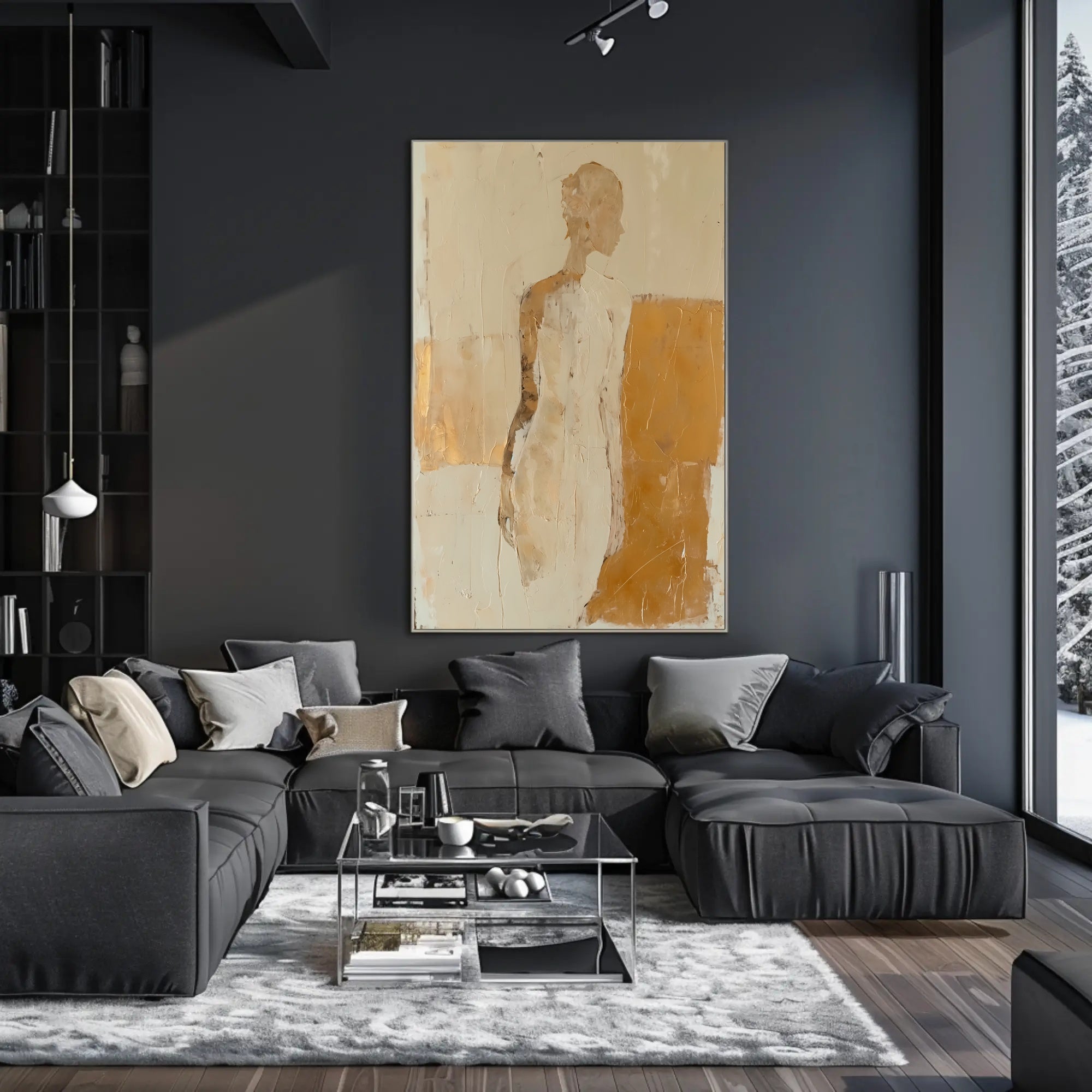 Abstract Human Silhouette in Earthy Tones Art Poster PosterGoat