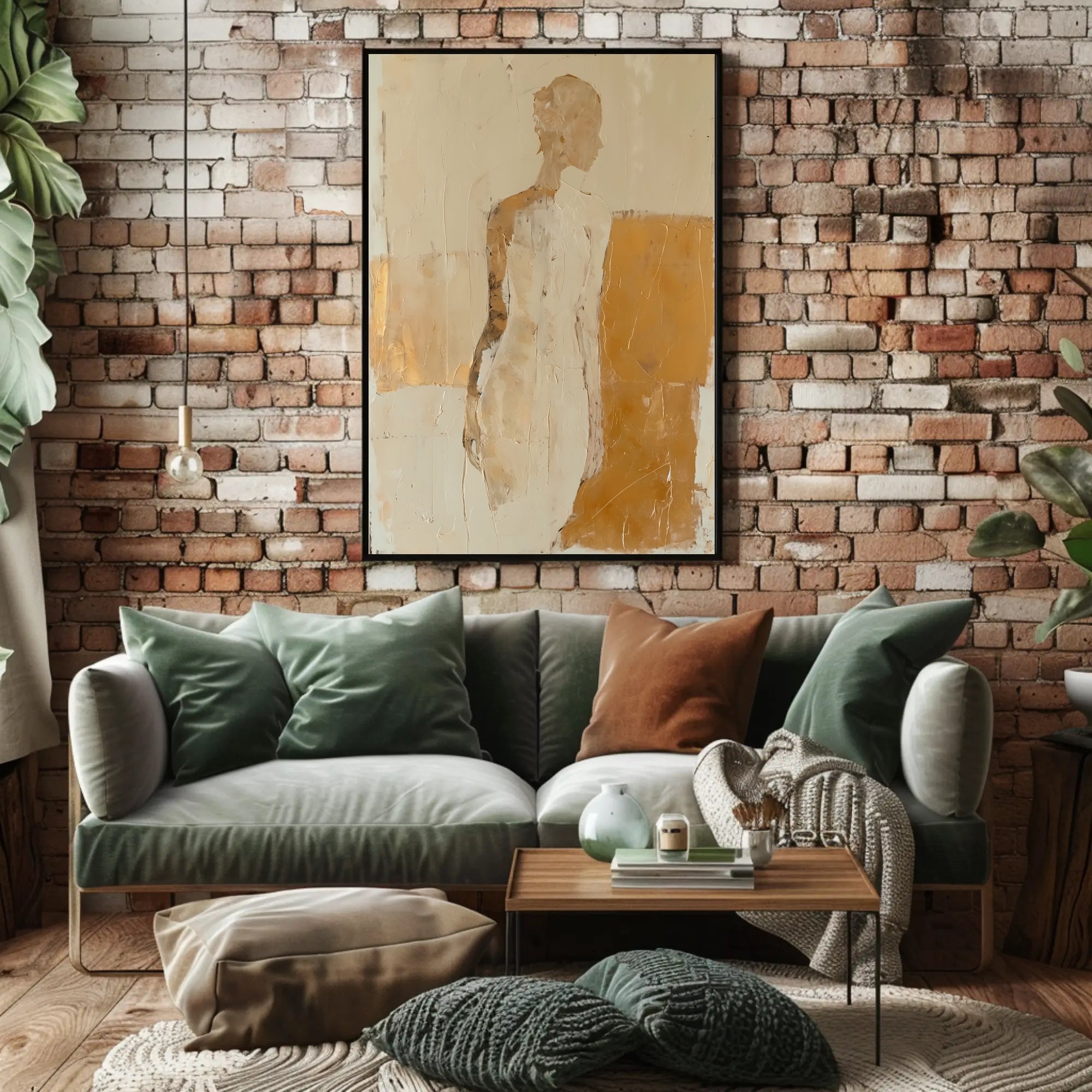 Abstract Human Silhouette in Earthy Tones Art Poster PosterGoat