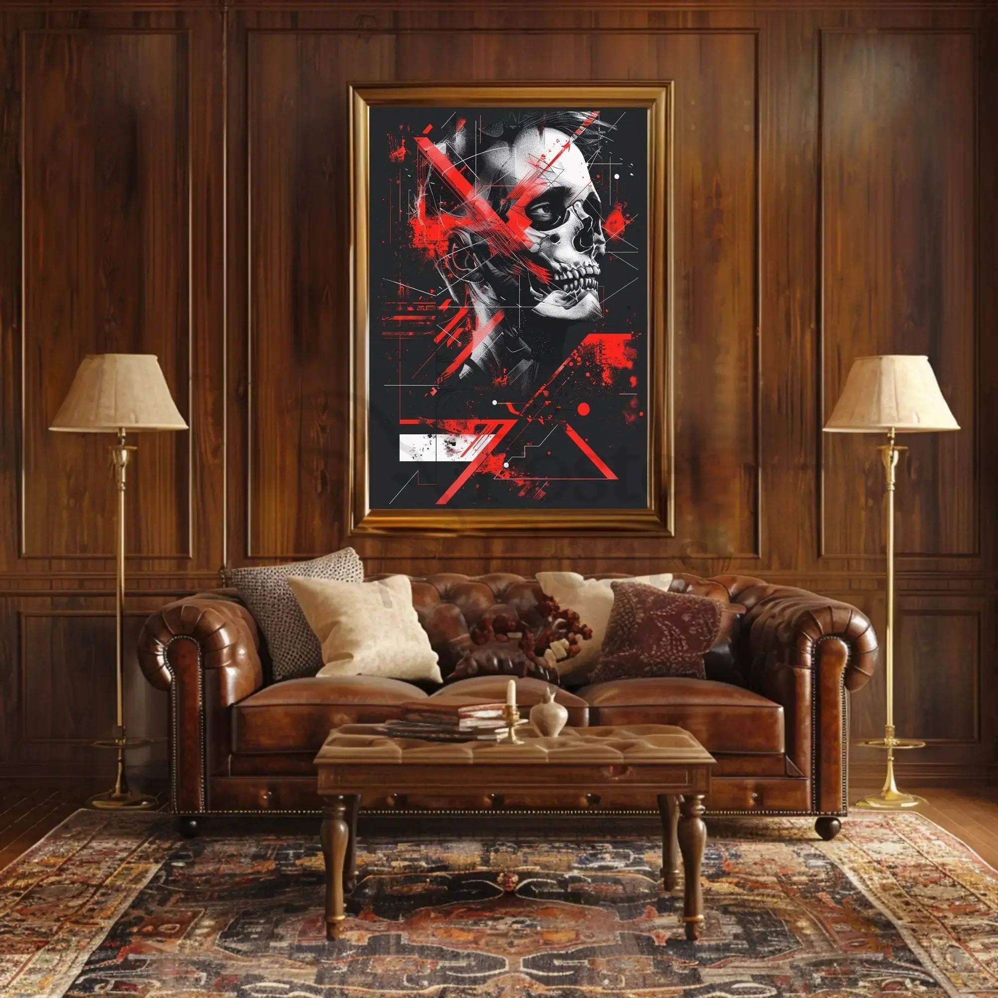 Abstract Human Skull Poster Wall Art for Modern Decor PosterGoat