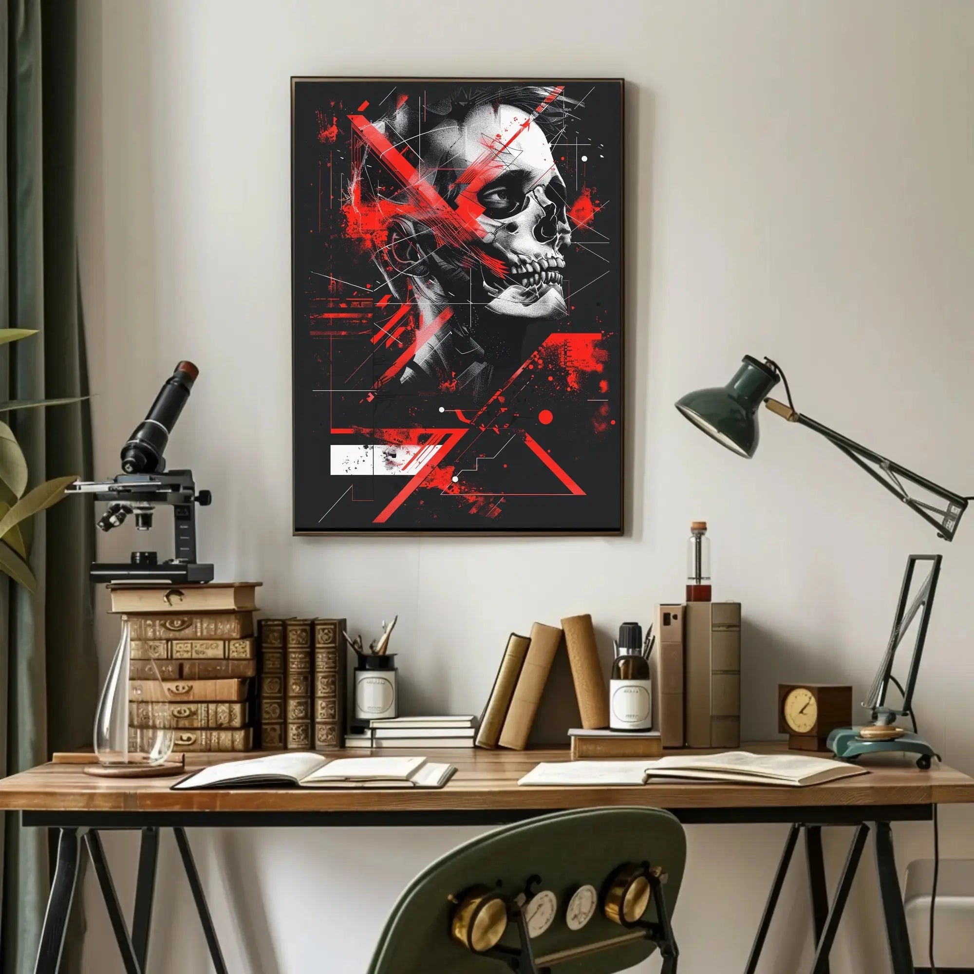 Abstract Human Skull Poster Wall Art for Modern Decor PosterGoat