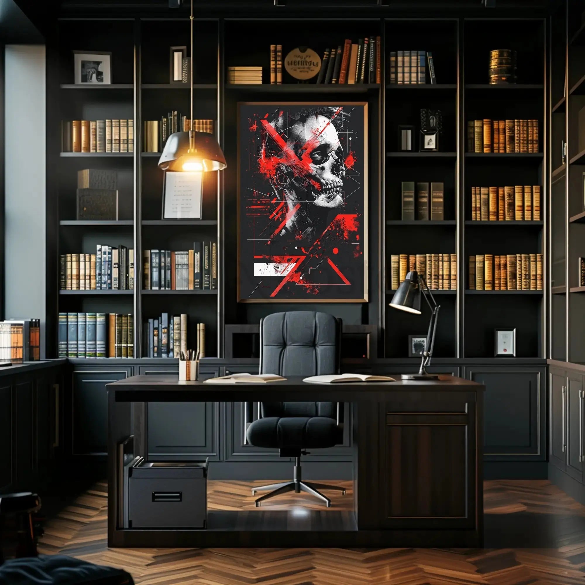 Abstract Human Skull Poster Wall Art for Modern Decor PosterGoat