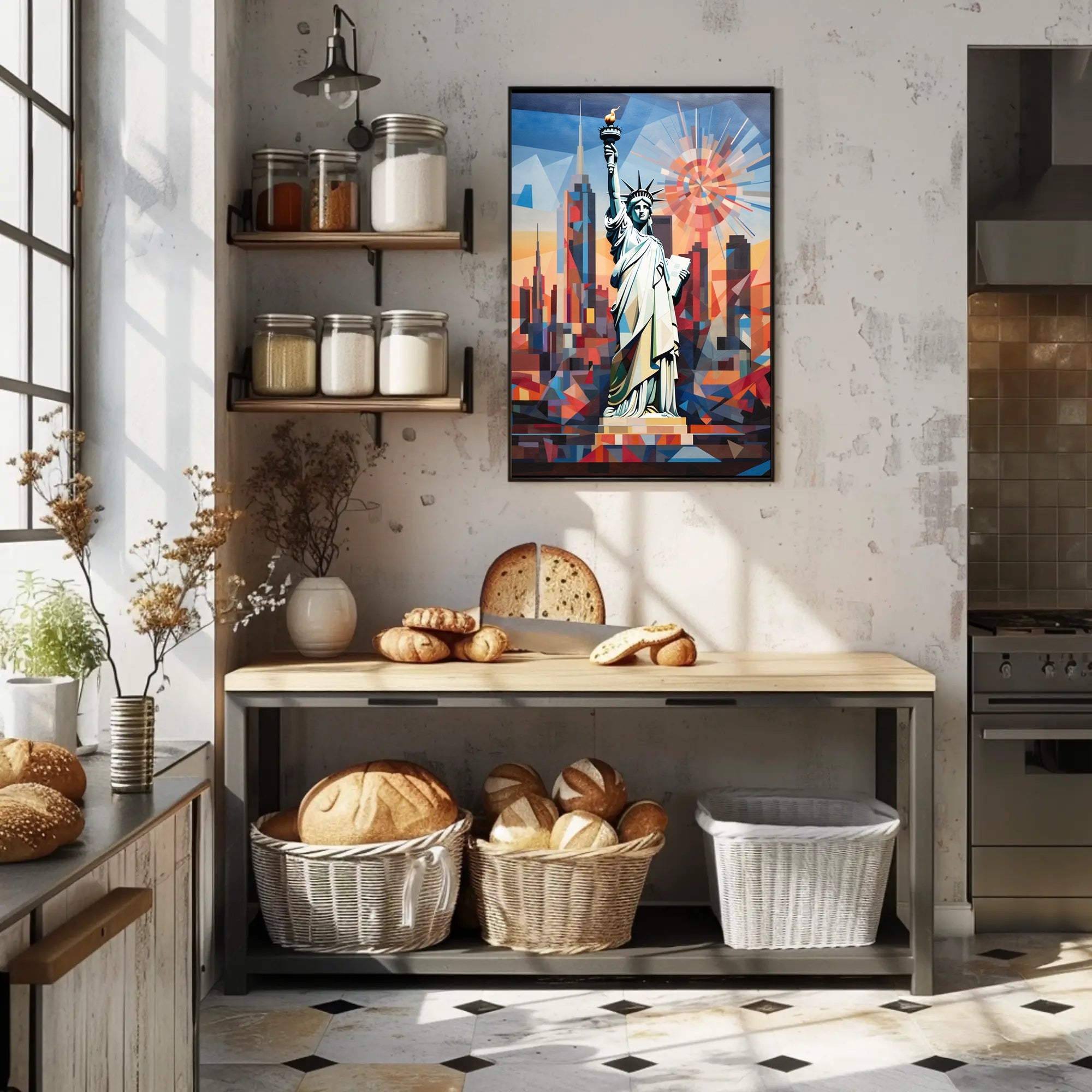 Abstract Liberty New York City Geometric Art Poster PosterGoat