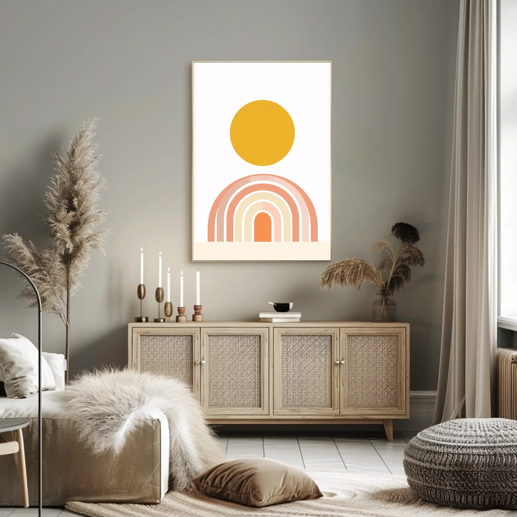 Abstract Minimalist Shapes Evoking Harmony and Renewal Poster PosterGoat