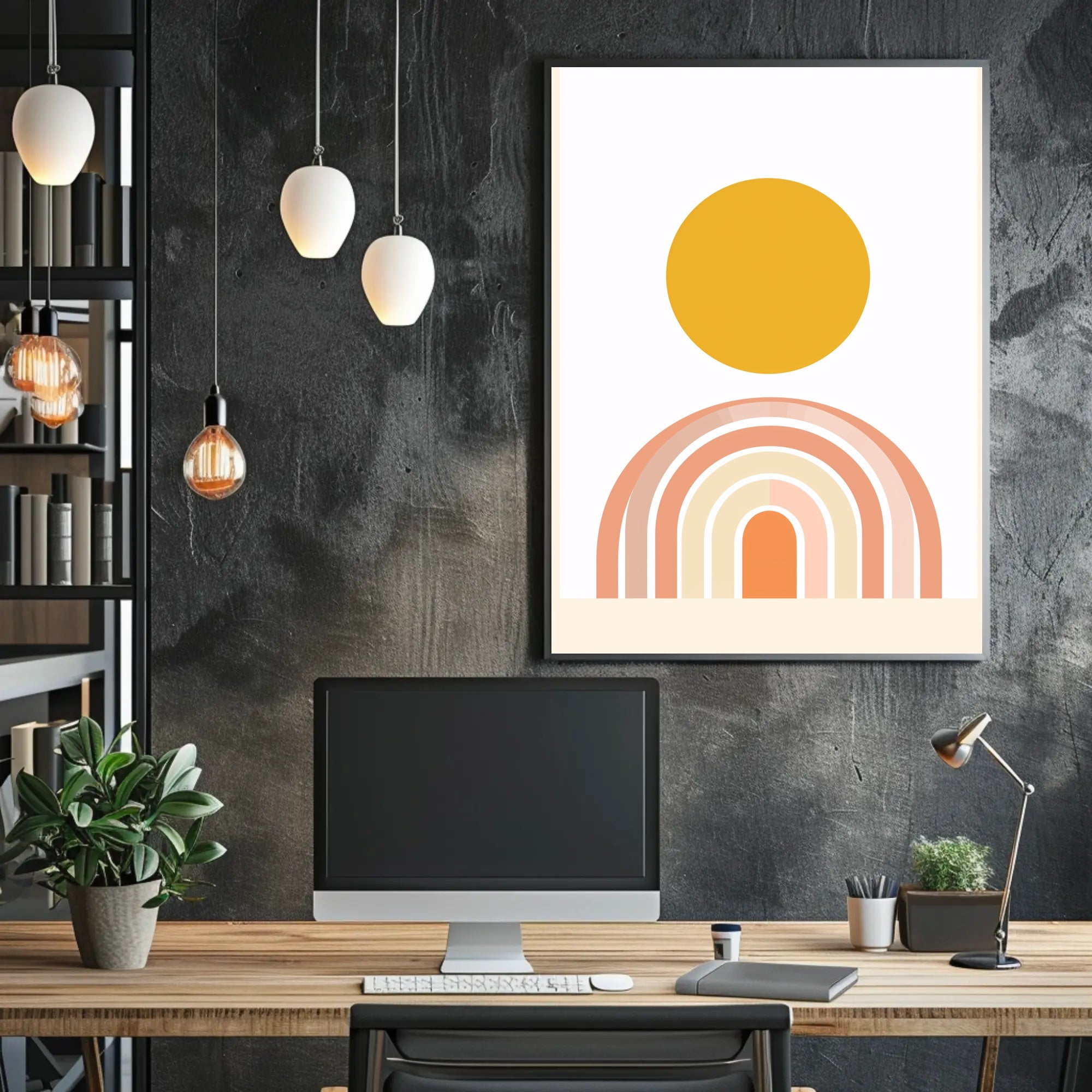 Abstract Minimalist Shapes Evoking Harmony and Renewal Poster PosterGoat