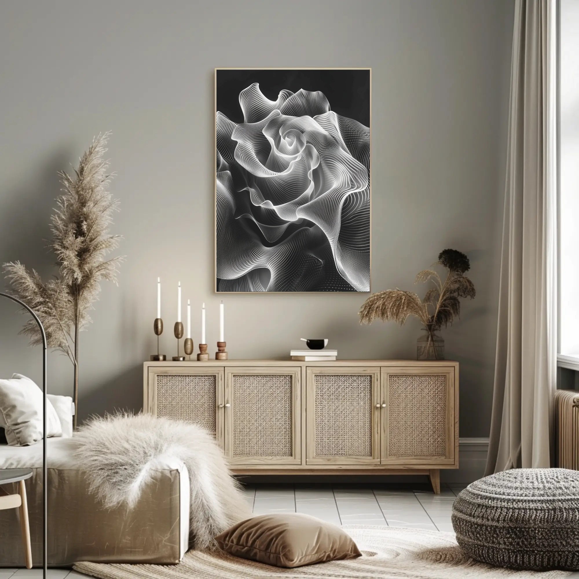 Abstract Monochrome Rose Art Print - Artistic Poster PosterGoat