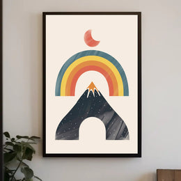 Abstract Rainbow Mountain Minimalism Art Print - Abstract or Artistic Poster PosterGoat