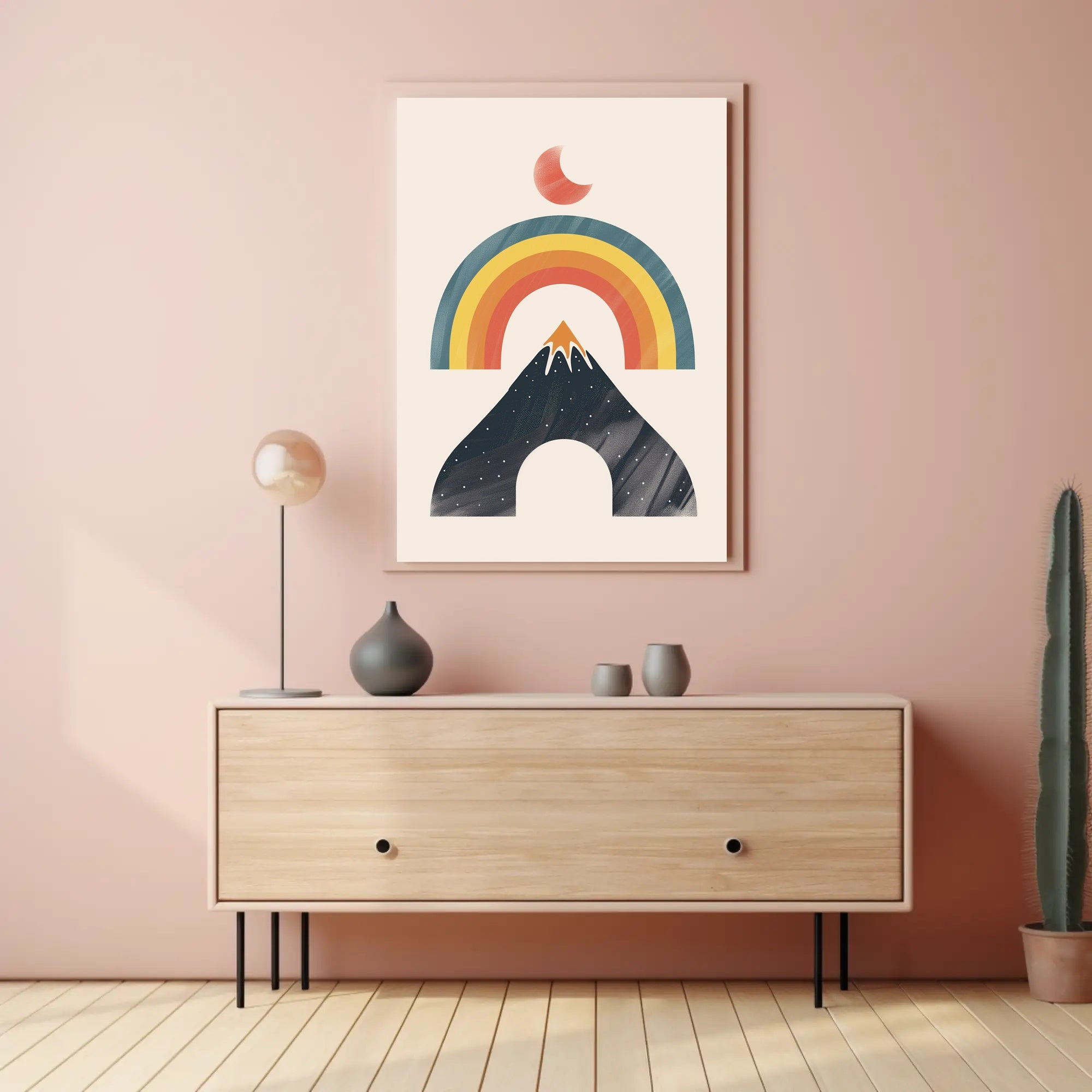 Abstract Rainbow Mountain Minimalism Art Print - Abstract or Artistic Poster PosterGoat