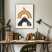 Abstract Rainbow Mountain Minimalism Art Print - Abstract or Artistic Poster PosterGoat