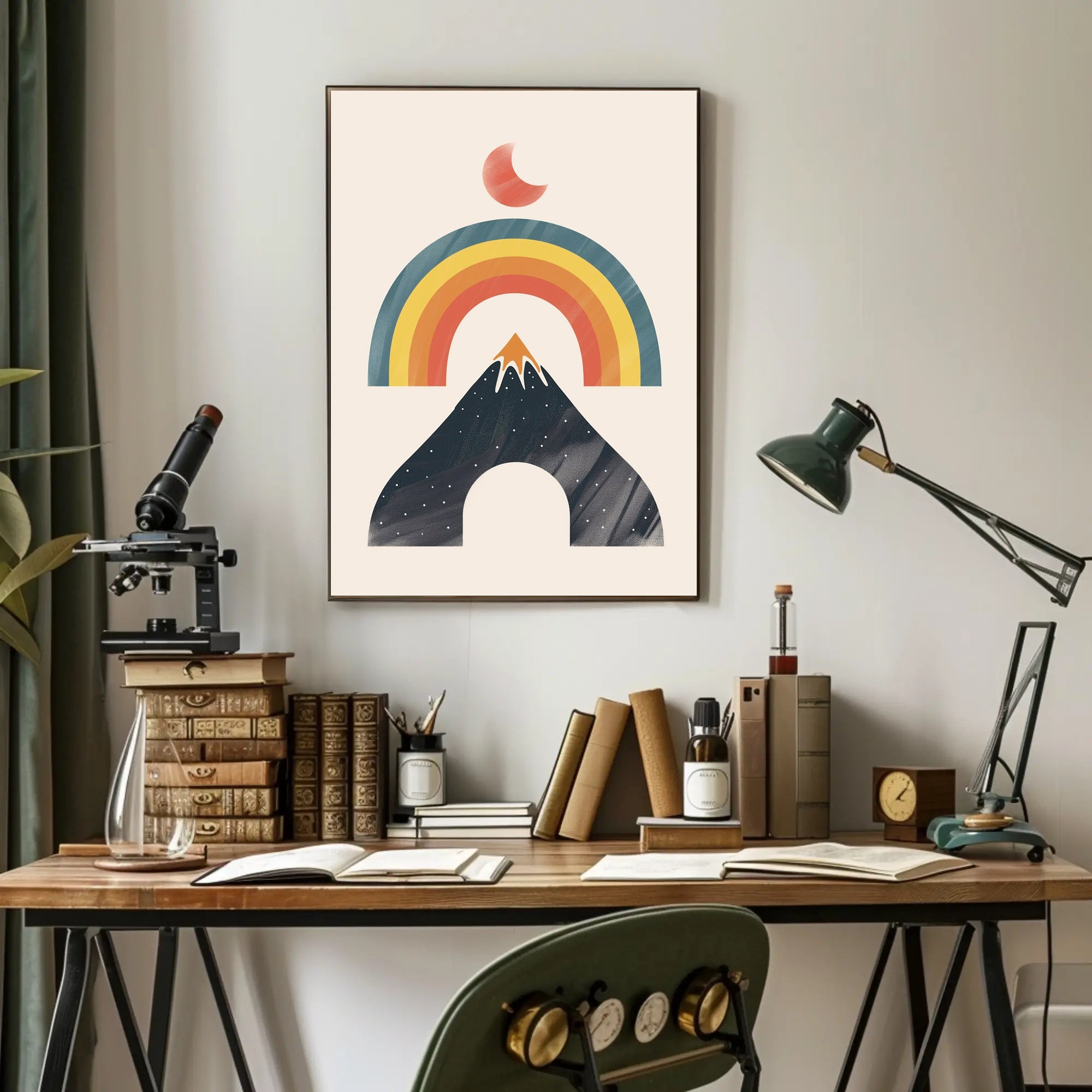Abstract Rainbow Mountain Minimalism Art Print - Abstract or Artistic Poster PosterGoat