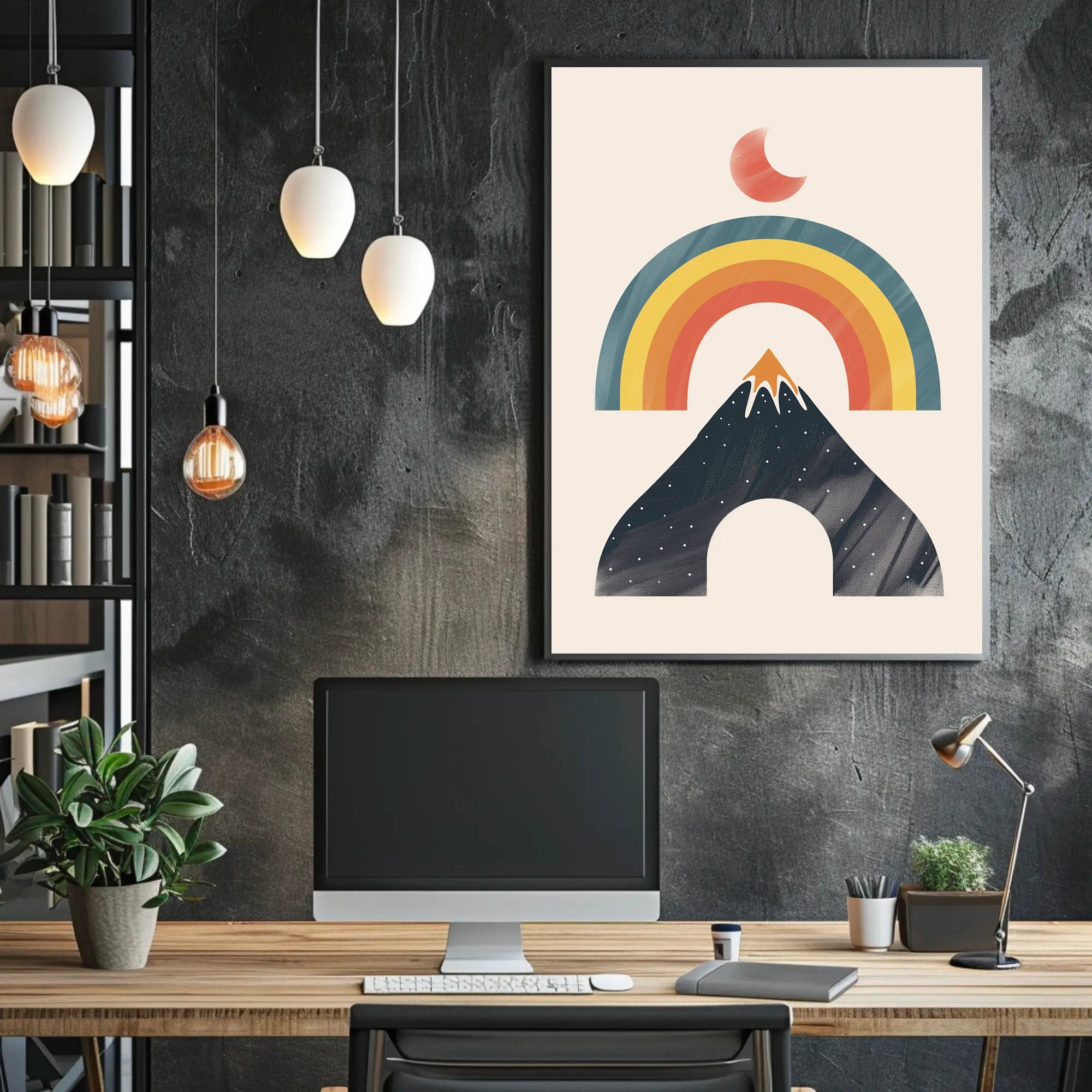 Abstract Rainbow Mountain Minimalism Art Print - Abstract or Artistic Poster PosterGoat