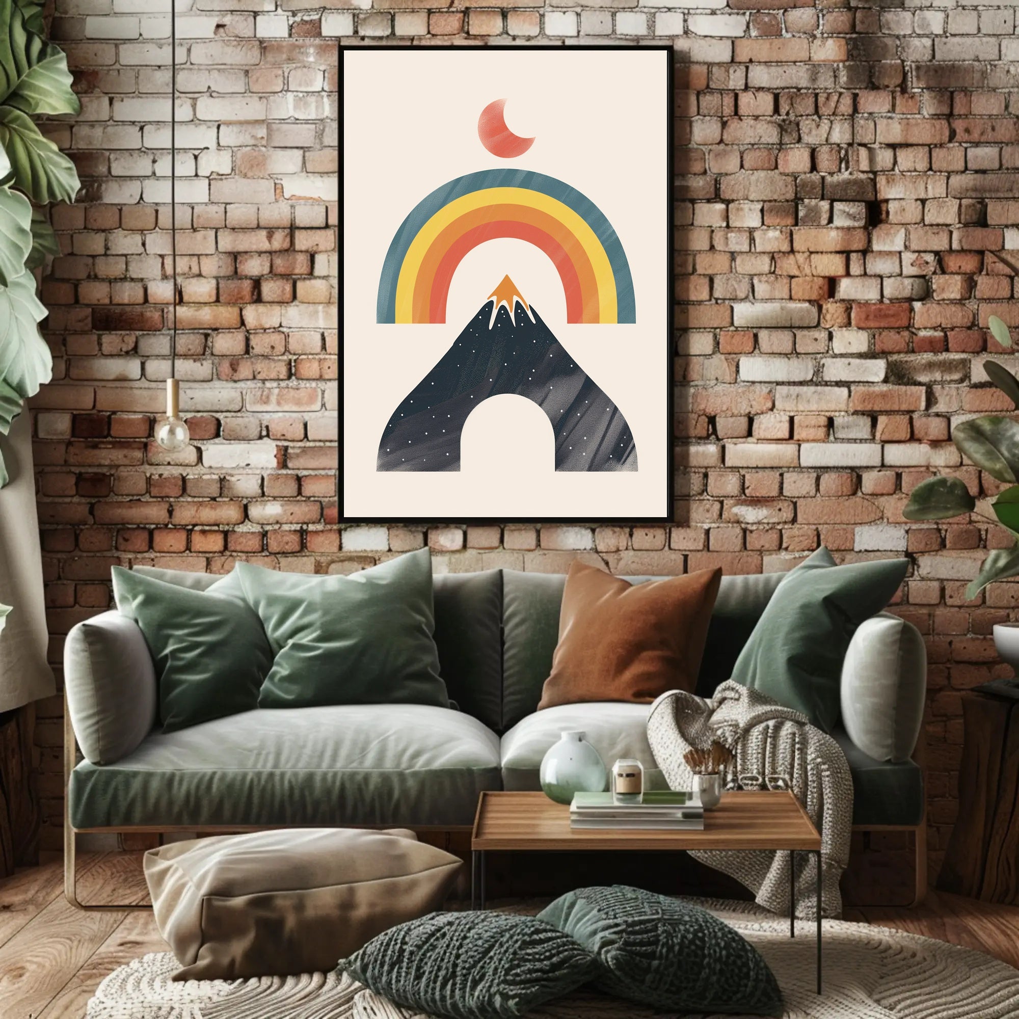 Abstract Rainbow Mountain Minimalism Art Print - Abstract or Artistic Poster PosterGoat