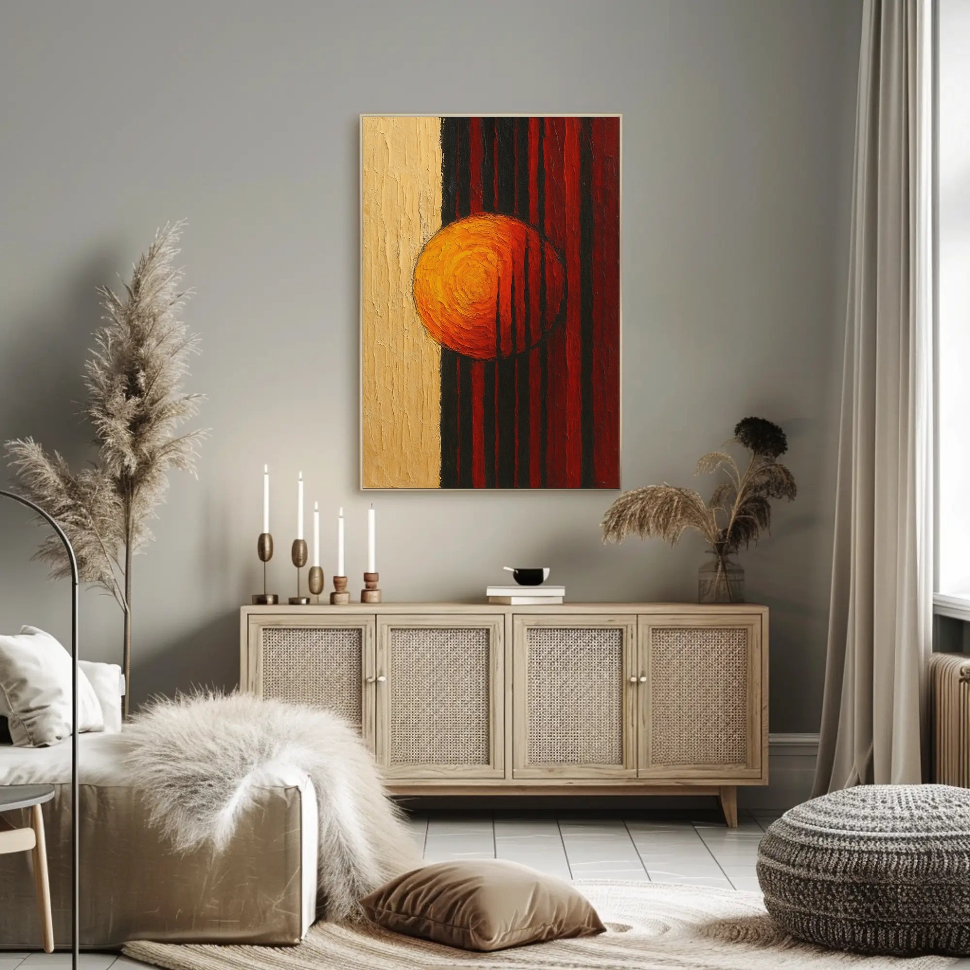Abstract Sun and Striped Contrast Artistic Poster PosterGoat