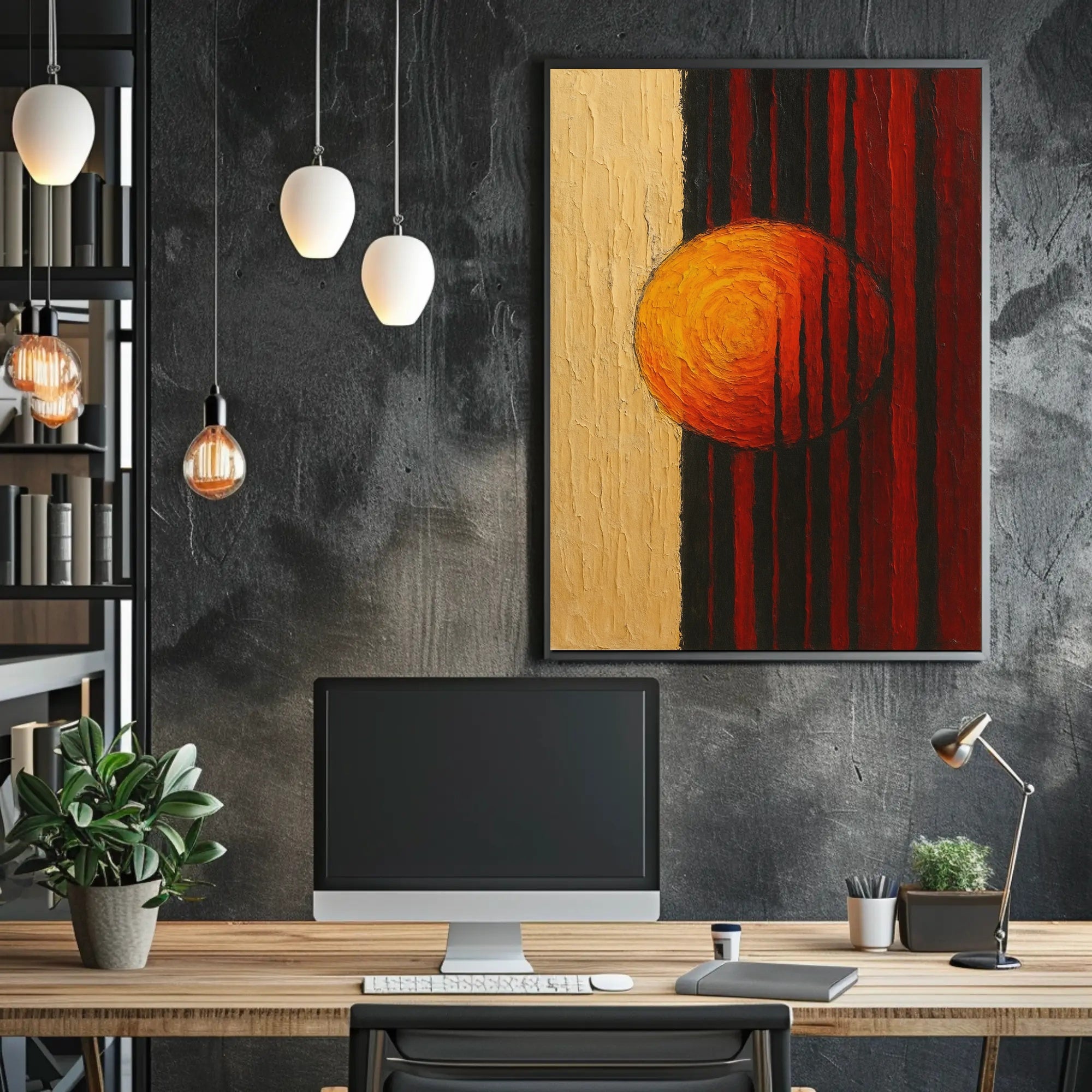Abstract Sun and Striped Contrast Artistic Poster PosterGoat