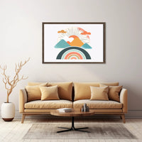 Abstract Sunrise Landscape with Retro Art Poster PosterGoat